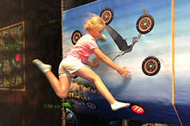 Interactive trampolines at Dinos Legeland Ørestad